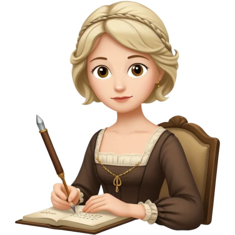 Jane austin writing with a quill in hand emoji