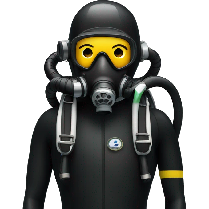 Rebreather diver with twin hoses in black wetsuit emoji