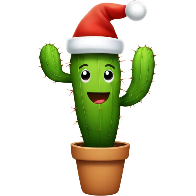 Happy Cactus with Santa Hat emoji