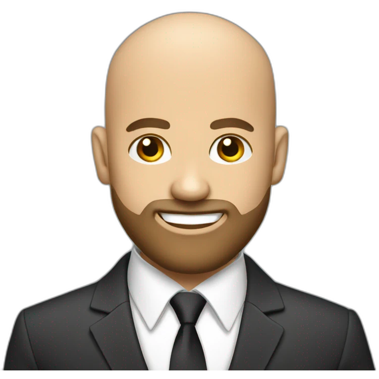 handsome bald man in a business suit with beard emoji