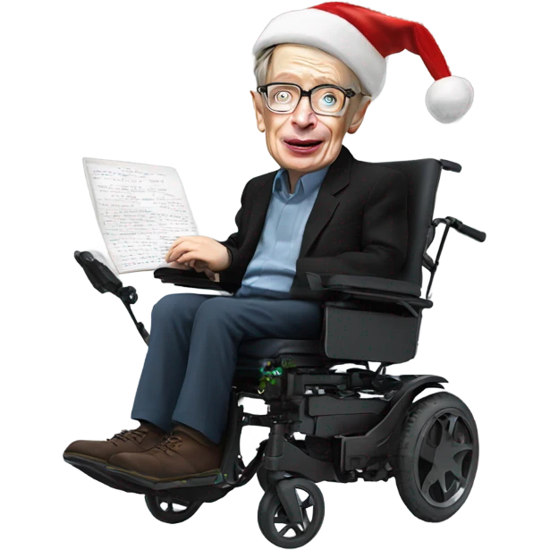 Stephen hawking with a Christmas hat emoji