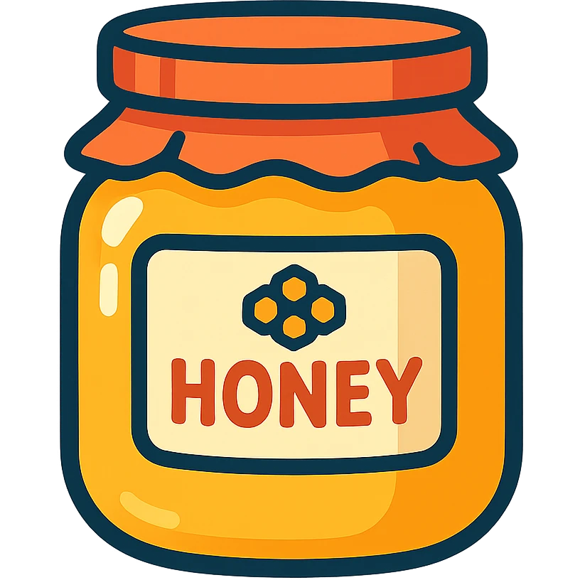 cartoon honey jar with label in vibrant toon style emoji