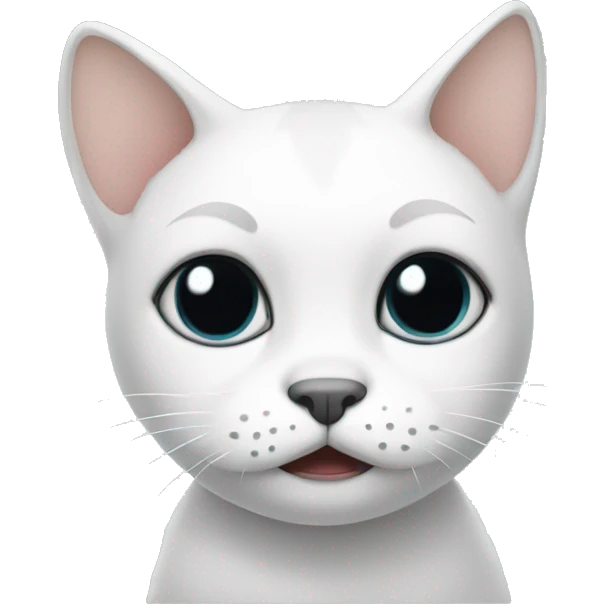 crying white cat with black spots emoji