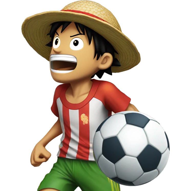 Luffy jogando futebol emoji