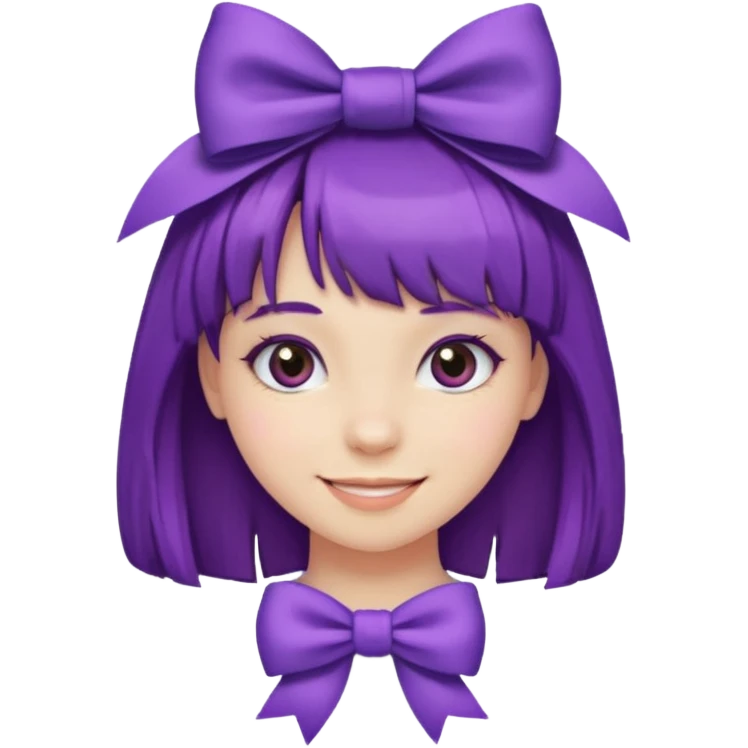 girl with bangs and purple hair and bow emoji