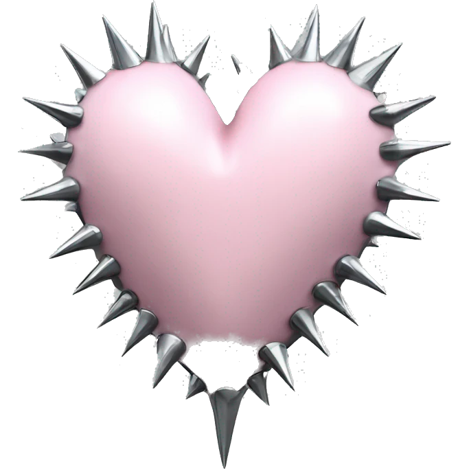 light pink metal gothic heart with chrome spikes emoji