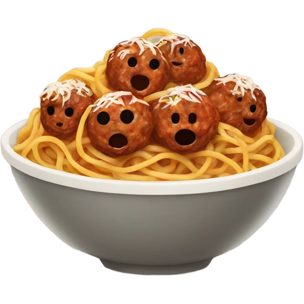 spaghetti with meatballs in a bowl emoji
