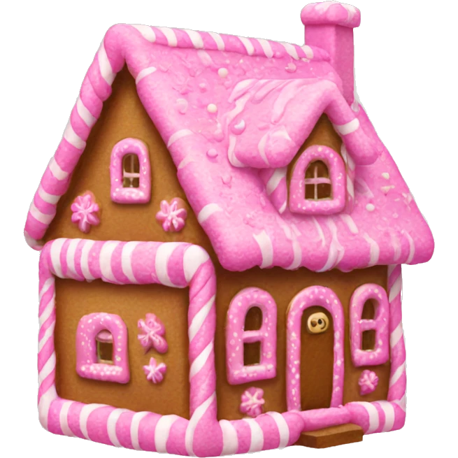 A pink gingerbread house emoji