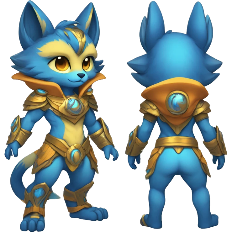 Anthro-Edgy-Cool-Blue-Yellow-Sand-Orange-Contrast-Colors-Fantasy-Fur-Sona-Chibi-Shiny-Fakémon-Hybrid full body emoji