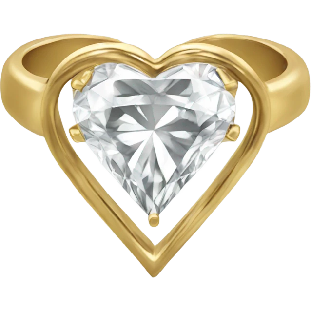Heart shaped diamond on a gold ring emoji