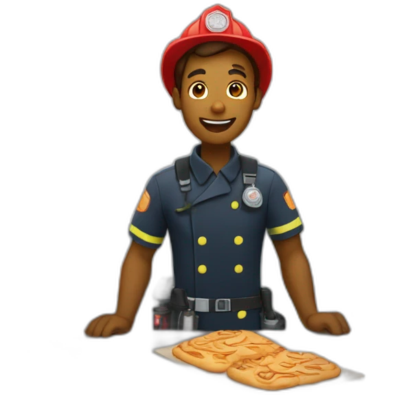 A firefighter baking pastries in a bakery. emoji