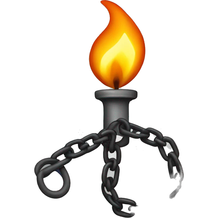 a chain that holds the flame of a fire on a leash emoji
