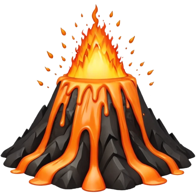 Volcano exploding glue emoji