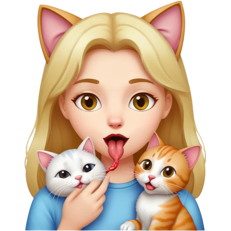 Girl licking cat emoji