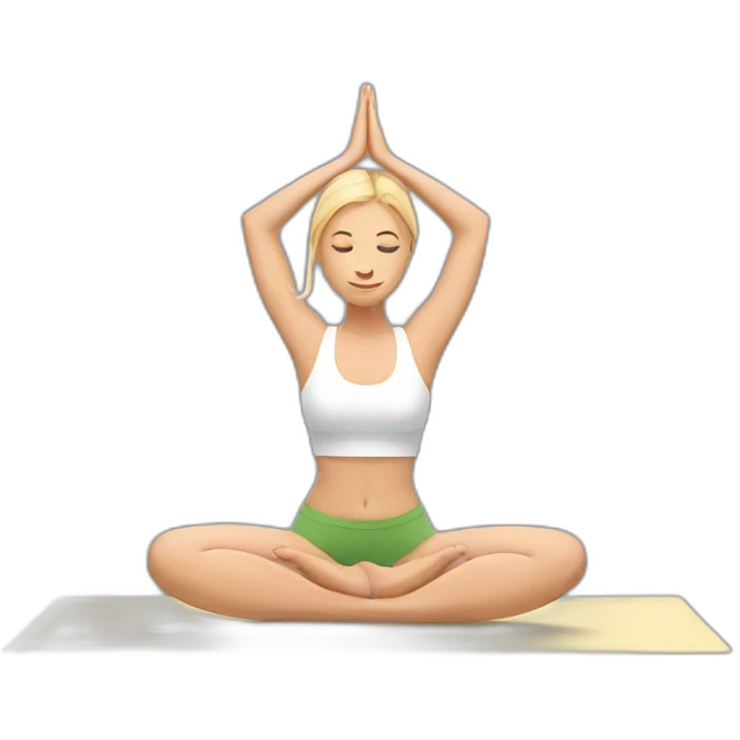 A  blonde girl doing yoga with minimal emoji