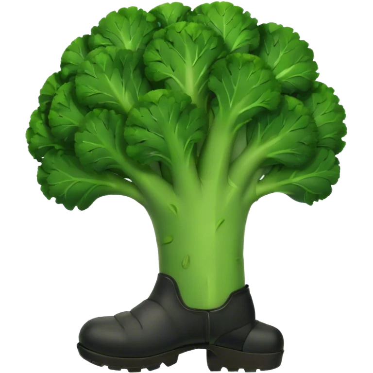 Broccoli wearing black trench boots  emoji