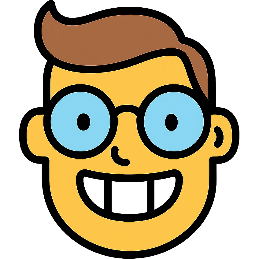 color outline icon of a dorky face with glasses emoji