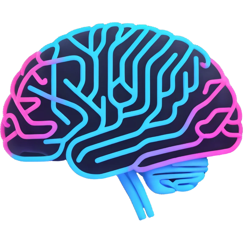 modern futuristic emoji for AI newsletter, digital brain with newsletter lines and neon highlights, minimalistic and high-tech emoji