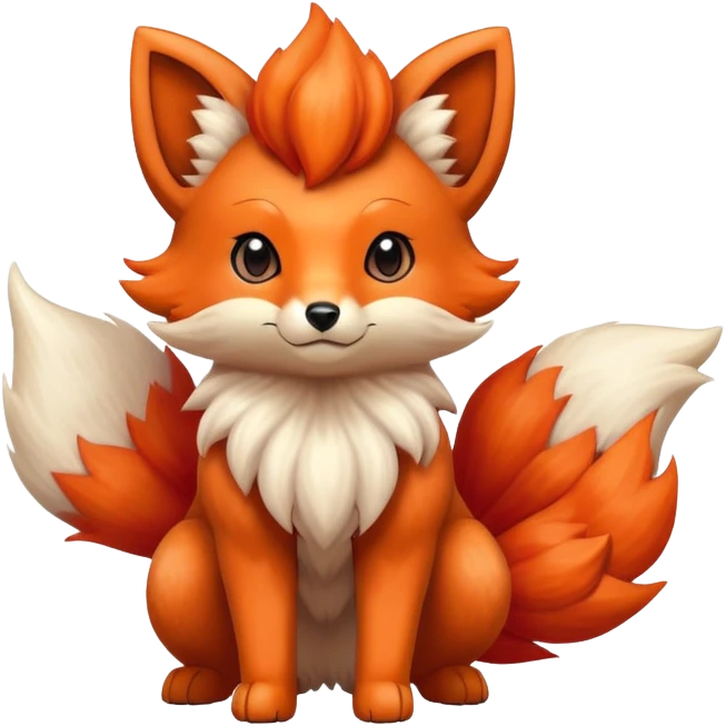Vulpix Pokemon fox with six tails and orange-red fur emoji
