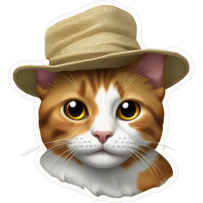 calico cat with marajuana bucket hat emoji