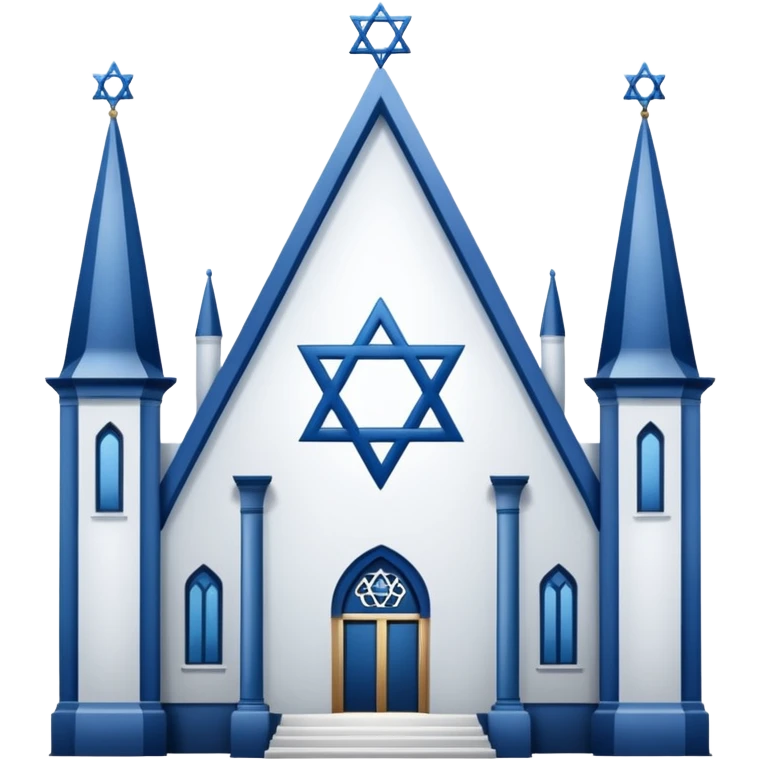 detailed reform jewish synagogue with magnificent gothic architecture in dynamic lighting. the building should be white in color, featuring gothic architectural elements and star of david. no crosses. ios emoji style. emoji