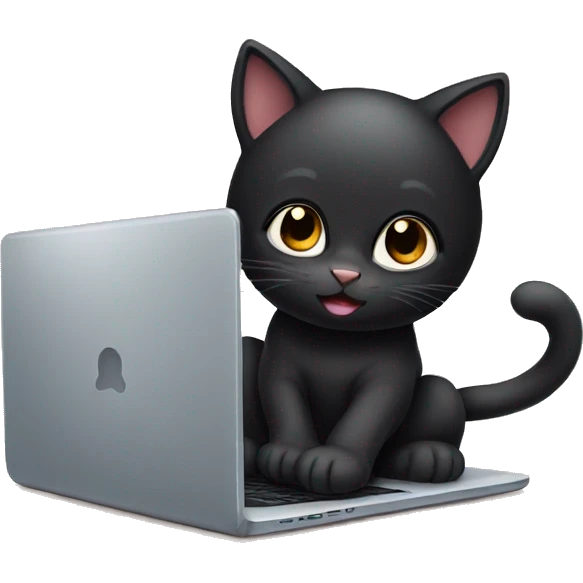 cute black kitty with laptop emoji