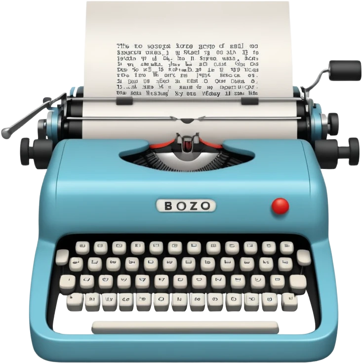 Typewriter typing on paper and the paper says bozo emoji
