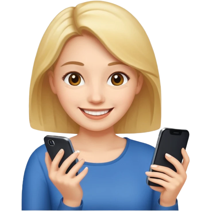 frau ist glücklich am Smartphone emoji