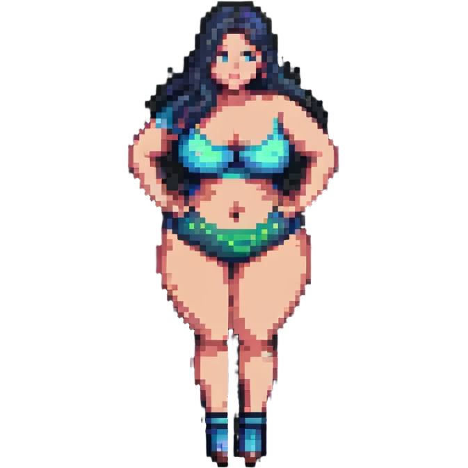 pixel art style curvy woman, simple and playful emoji