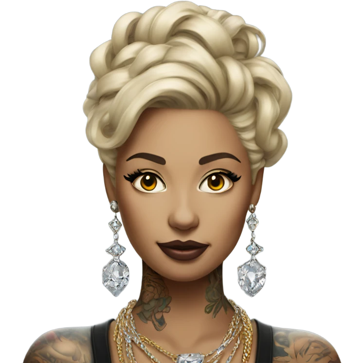 Hyper Realistic tattooed lady wearing expensive jewelry emoji