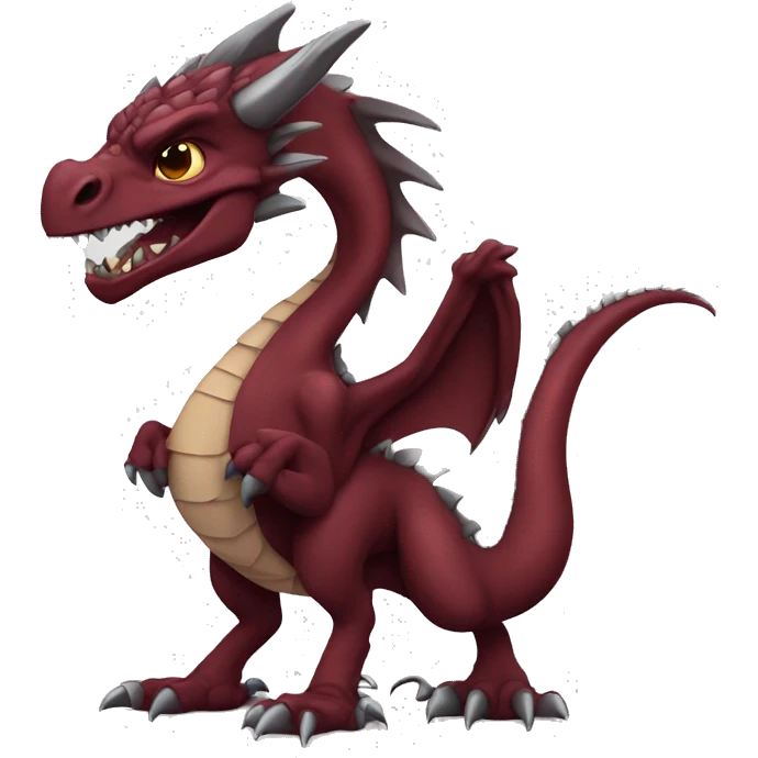 Cool edgy badass Maroon dragon-raptor with darker mane emoji