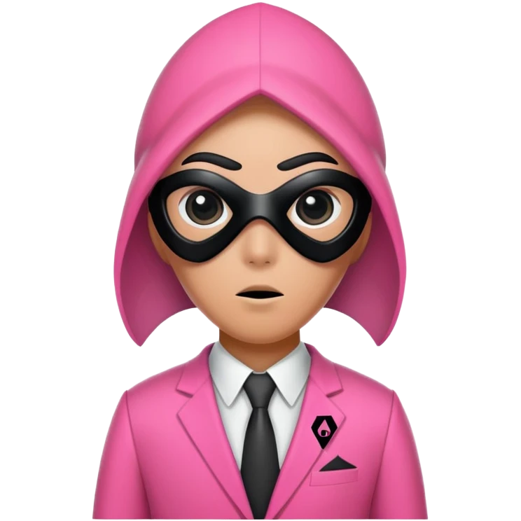 Squid Game guard with pink suit and black mask with triangle symbol emoji