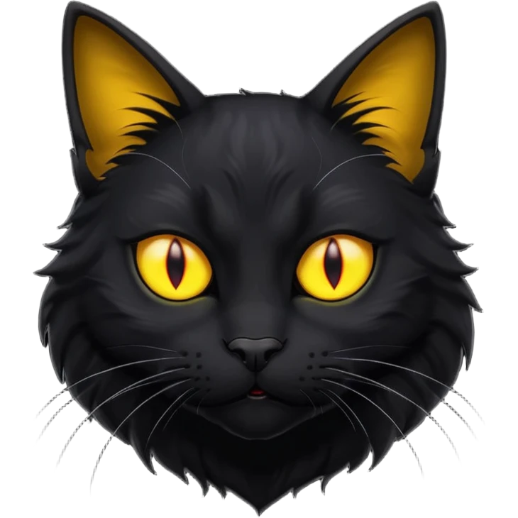 profile of scary black cat with fur raised and back arched emoji