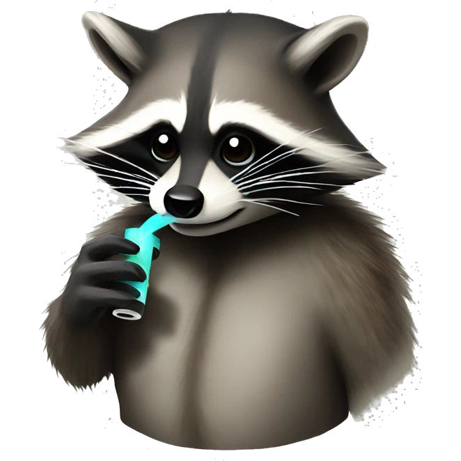 Raccoon vaping emoji