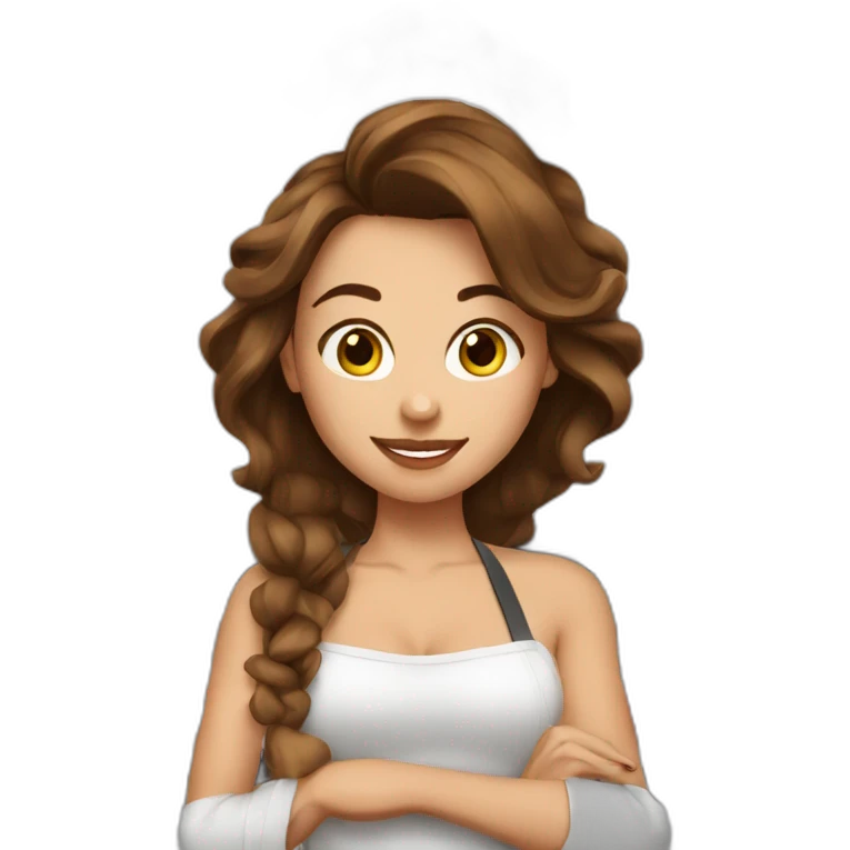 sexy girl with brown hair cooking emoji