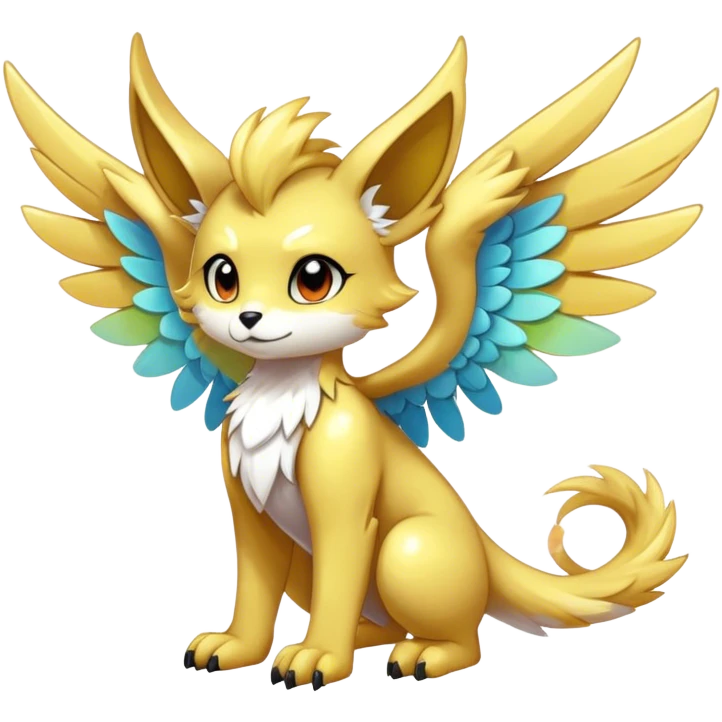 Anthro Sona Cool Edgy Cute Colorful Shy Winged Shiny Fakemon-Fantasy-Creature Full Body emoji