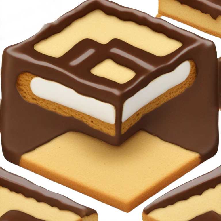 A mallomar that is cut in half so you can sea the different layers clearly emoji