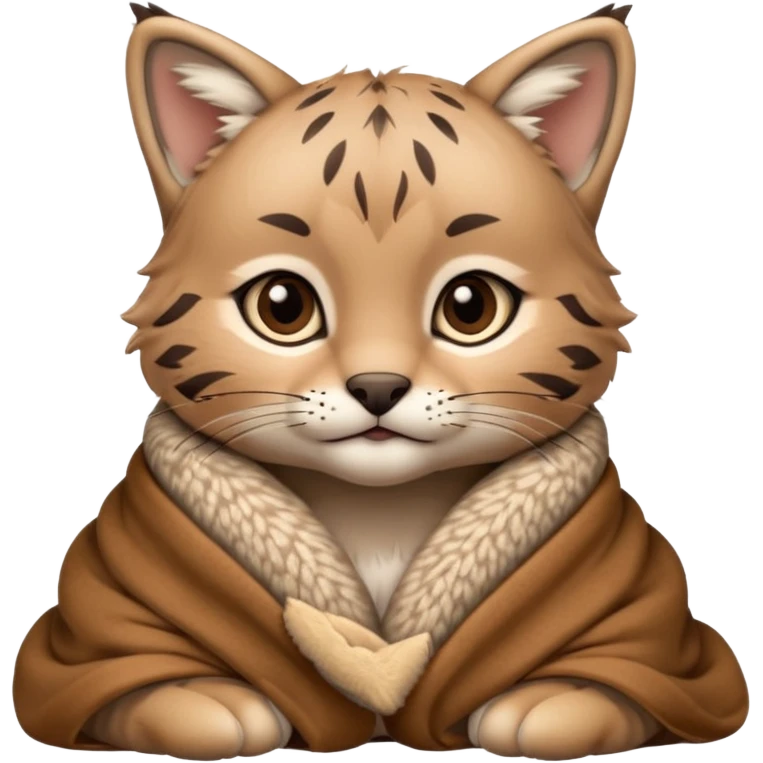 Cozy bobcat cub in blanket emoji