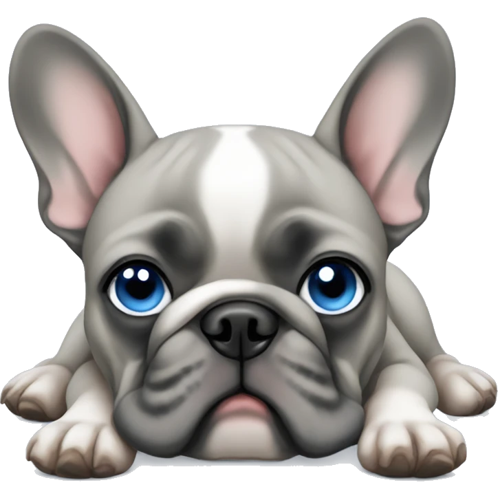 grey french bulldog blue eyes sleep emoji