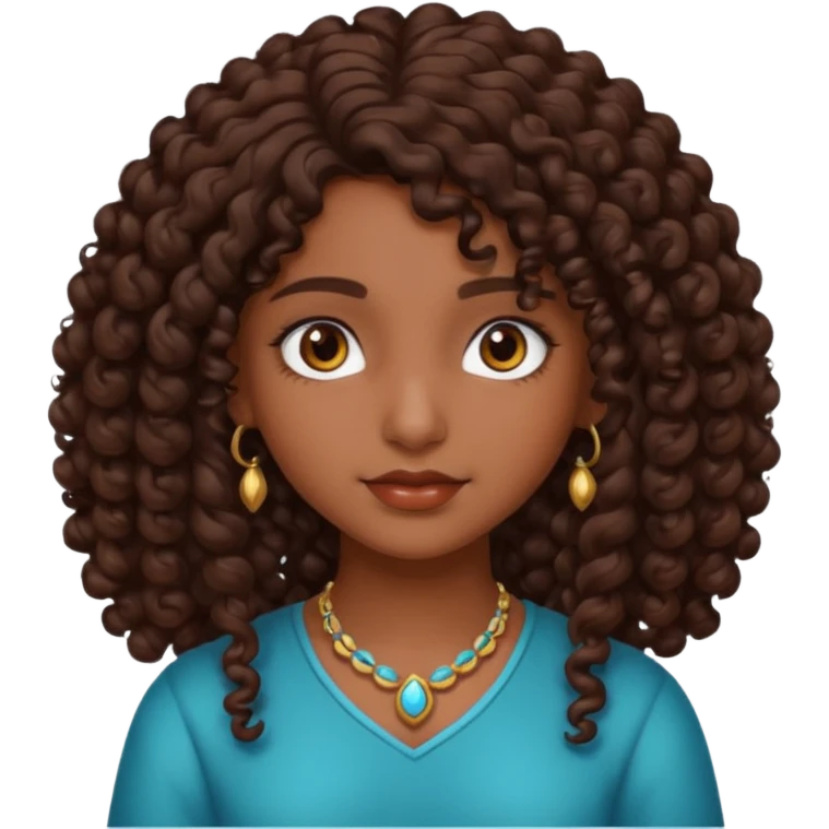 Teen Indian girl gorgeous curly brown hair emoji