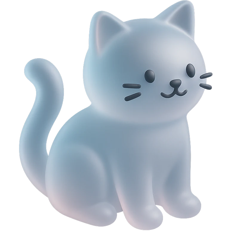 playful cat, minimalistic design, gentle color gradients, matte glass style emoji