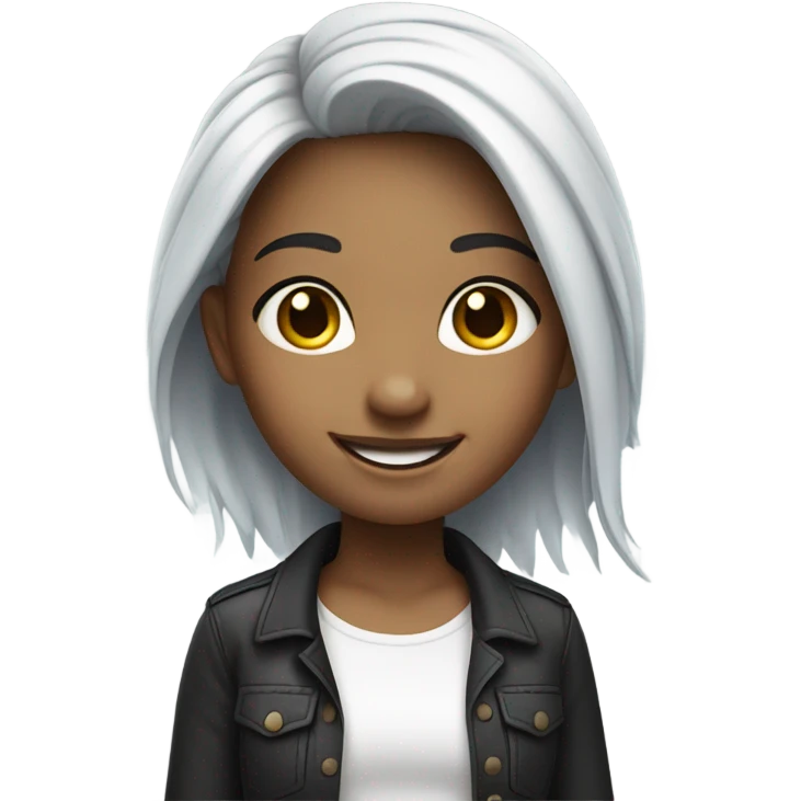 smiling girl in white shirt ombré hair emoji