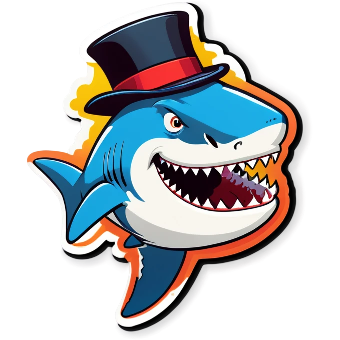 Shark with a top hat emoji