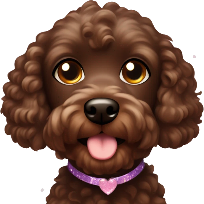 Dark brown Your Cavapoo looking up with big sparkles or tiny hearts around the eyes to show how cute they are emoji