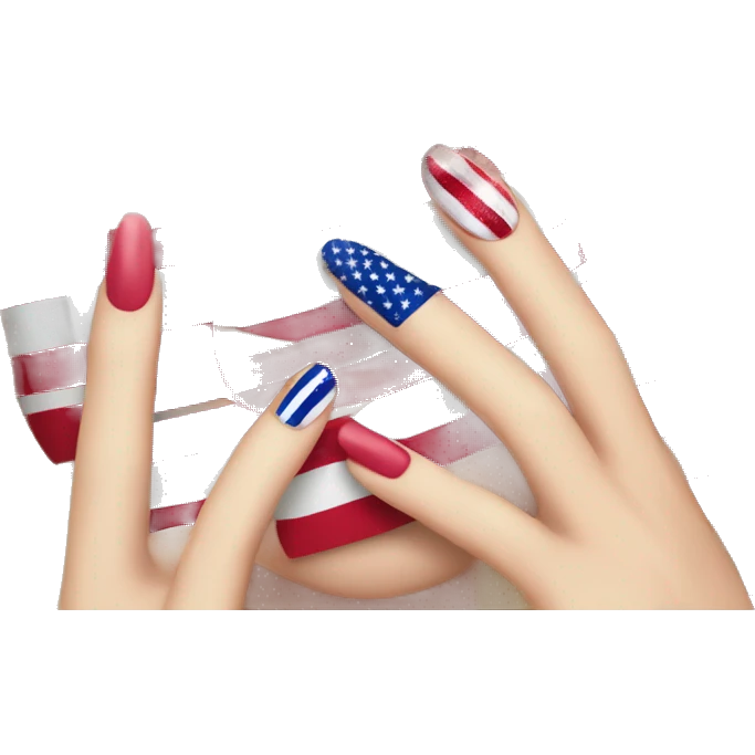 american flag with a manicure, fake lashes, lipstick, and hair emoji