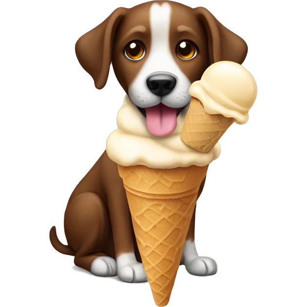 dog color brown eating ice cream emoji