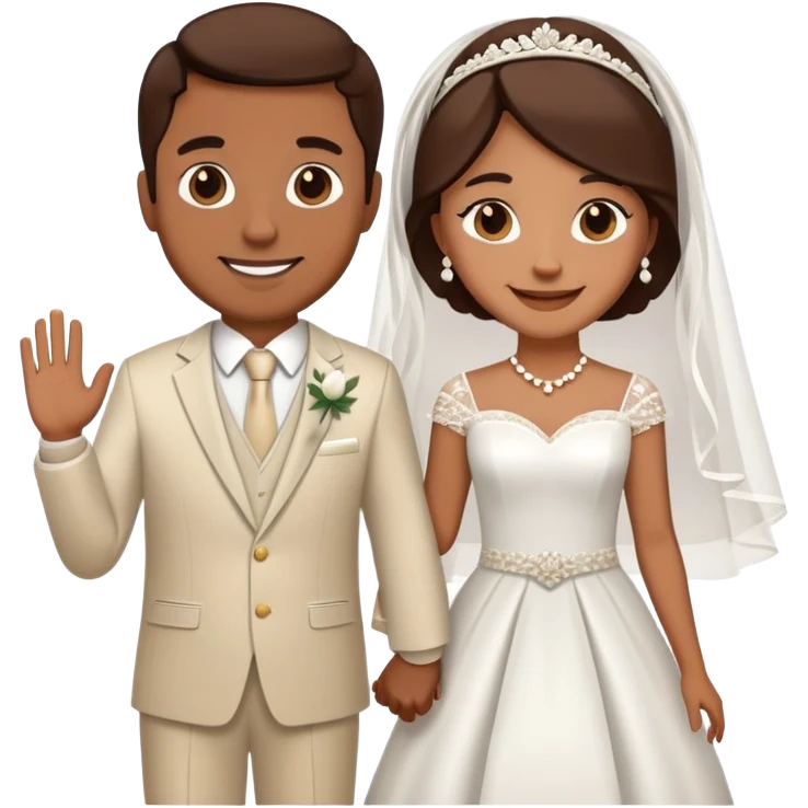 Brown couple getting married emoji
