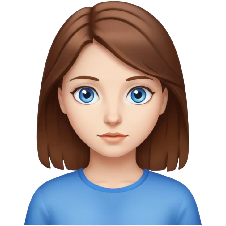 Girl with brown hair, blue eyes and big boobs emoji