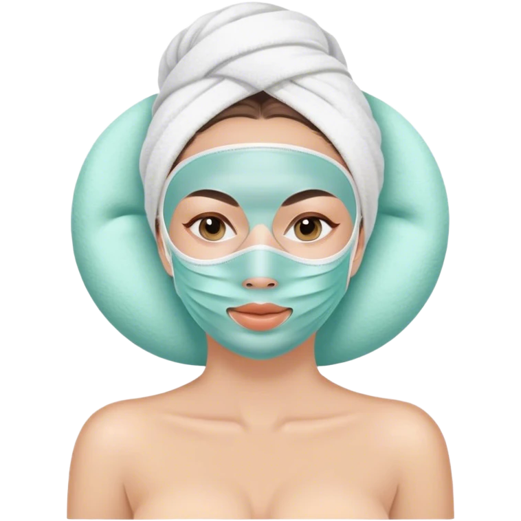 Lady with face mask spa beauty full face relaxing emoji