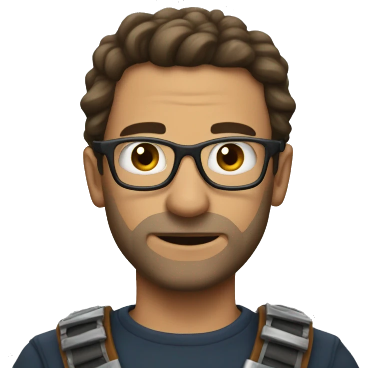 man with glasses and medium heir and bring helm
 emoji